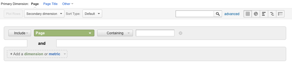 On page filter expanded